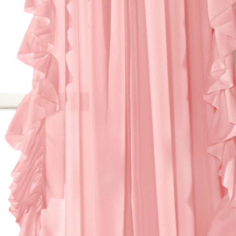 Lush Decor Reyna Ruffle Window Curtain Panel Set, Pair, 54" W x 84" L, Pink - Flowy Curtain Set - Romantic Ruffle Curtains for Bedroom, Living room, or Dining Room - Farmhouse & Cottage Home Decor - Image 3
